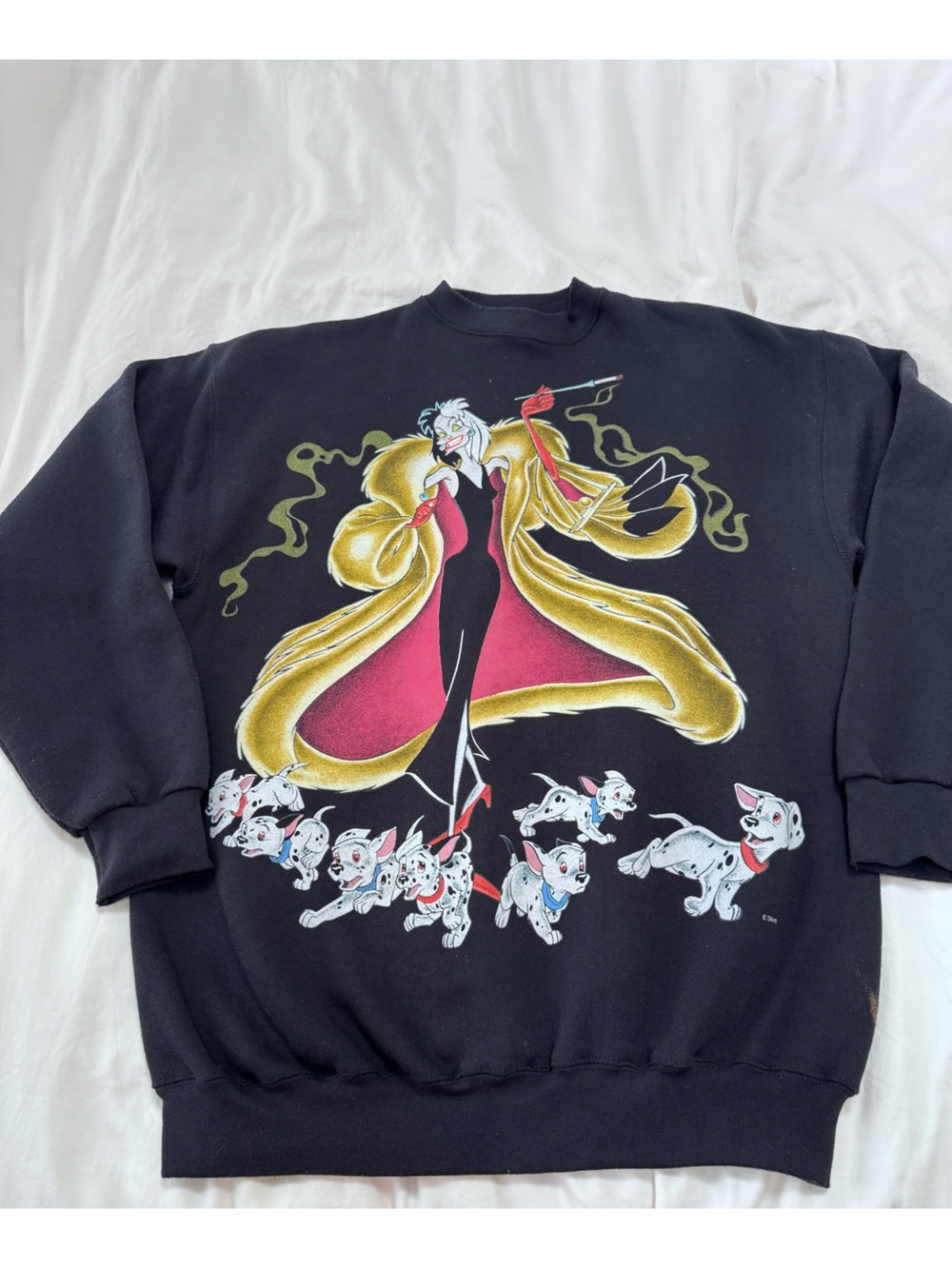 Disney Cruella Graphic Sweatshirt - Black with Gold and Pink Accent